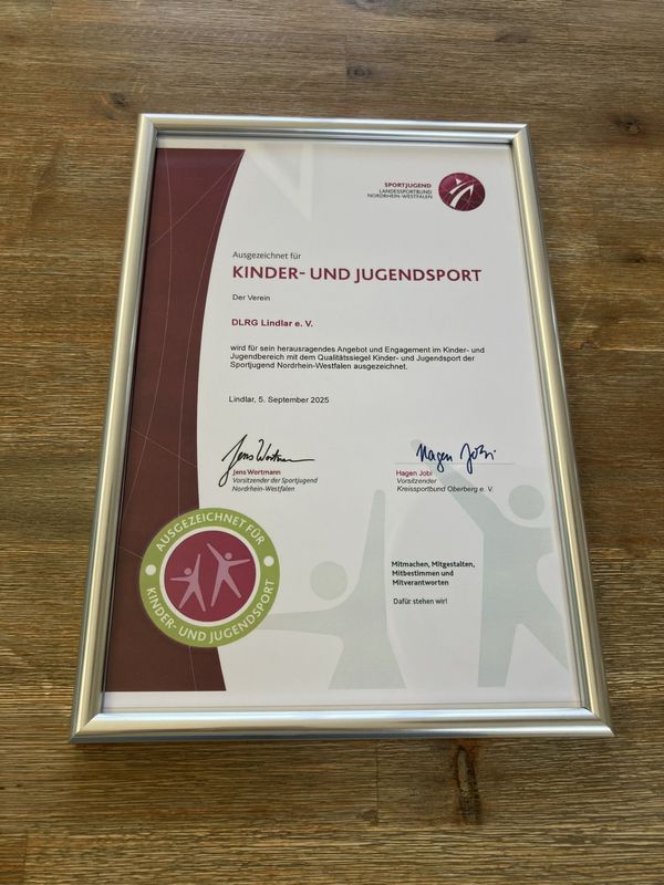 Urkunde Qualitätssiegel DLRG Lindlar